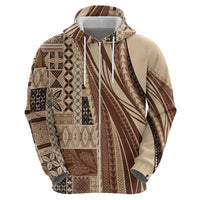 Pasifika Women's Day - Samoa Siapo Malu Tattoo Inspired Zip Hoodie Beige