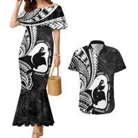 Mother's Day Couples Matching Mermaid Dress and Hawaiian Shirt Polynesia Vintage Hibiscus - Black LT7 Black - Polynesian Pride