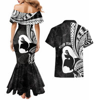 Mother's Day Couples Matching Mermaid Dress and Hawaiian Shirt Polynesia Vintage Hibiscus - Black LT7 - Polynesian Pride