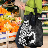 Mother's Day Grocery Bag Polynesia Vintage Hibiscus - Black
