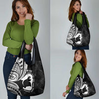 Mother's Day Grocery Bag Polynesia Vintage Hibiscus - Black