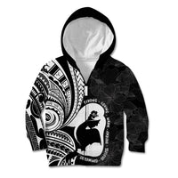 Mother's Day Kid Hoodie Polynesia Vintage Hibiscus - Black