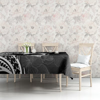 Mother's Day Tablecloth Polynesia Vintage Hibiscus - Black