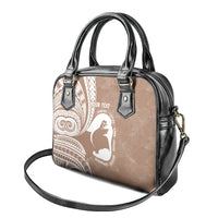 Mother's Day Shoulder Handbag Polynesia Vintage Hibiscus - Brown