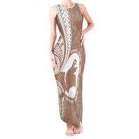 Mother's Day Tank Maxi Dress Polynesia Vintage Hibiscus - Brown LT7 Women Brown - Polynesian Pride