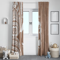 Mother's Day Window Curtain Polynesia Vintage Hibiscus - Brown