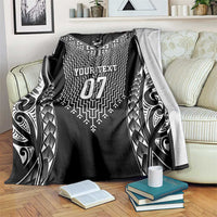 2025 Rugby Championship New Zealand Custom Blanket Poutama Motifs - Polynesian Pride