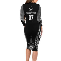 2025 Rugby Championship New Zealand Custom Family Matching Long Sleeve Bodycon Dress and Hawaiian Shirt Poutama Motifs - Polynesian Pride