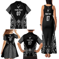 2025 Rugby Championship New Zealand Custom Family Matching Tank Maxi Dress and Hawaiian Shirt Poutama Motifs - Polynesian Pride