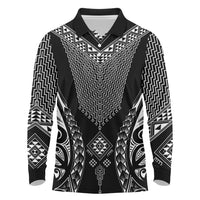 2025 Rugby Championship New Zealand Custom Long Sleeve Polo Shirt Poutama Motifs - Polynesian Pride