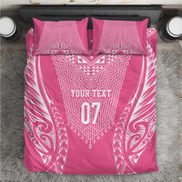 2025 Rugby Championship New Zealand Custom Bedding Set Poutama Motifs - Pink Out - Polynesian Pride