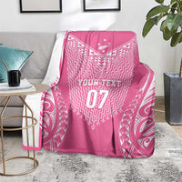 2025 Rugby Championship New Zealand Custom Blanket Poutama Motifs - Pink Out - Polynesian Pride