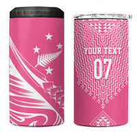 2025 Rugby Championship New Zealand Custom 4 in 1 Can Cooler Tumbler Poutama Motifs - Pink Out - Polynesian Pride