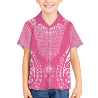 2025 Rugby Championship New Zealand Custom Family Matching Puletasi and Hawaiian Shirt Poutama Motifs - Pink Out - Polynesian Pride