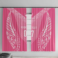2025 Rugby Championship New Zealand Custom Window Curtain Poutama Motifs - Pink Out - Polynesian Pride
