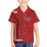 Samoa FAST Siapo Family Matching Long Sleeve Bodycon Dress and Hawaiian Shirt Tatau-Ulafala Vines LT7 Son's Shirt Red - Polynesian Pride