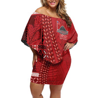 Samoa FAST Siapo Family Matching Off Shoulder Short Dress and Hawaiian Shirt Tatau-Ulafala Vines - Polynesian Pride