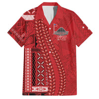 Samoa FAST Siapo Family Matching Short Sleeve Bodycon Dress and Hawaiian Shirt Tatau-Ulafala Vines LT7 Dad's Shirt - Short Sleeve Red - Polynesian Pride