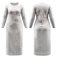 Samoa Lotu Tamaiti White Prayers Couples Matching Long Sleeve Bodycon Dress and Hawaiian Shirt Floral Mamanu Siapo