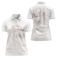 Samoa Lotu Tamaiti White Prayers Women Polo Shirt Floral Mamanu Siapo