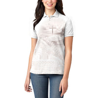 Samoa Lotu Tamaiti White Prayers Women Polo Shirt Floral Mamanu Siapo