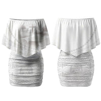 Tonga White Sunday Fakame Couples Matching Off Shoulder Short Dress and Long Sleeve Button Shirt Tokelaufeletoa Kupesi