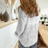 Tonga White Sunday Fakame Women Casual Shirt Tokelaufeletoa Kupesi