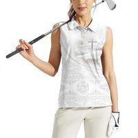 Tonga White Sunday Fakame Women Sleeveless Polo Shirt Tokelaufeletoa Kupesi