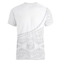 Tonga White Sunday Fakame Women V-Neck T-Shirt Tokelaufeletoa Kupesi