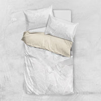 Niue White Sunday Tapu Fanau Bedding Set Fiti Pua Mix Hiapo Tapa