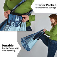 Samoa Siapo Mamanu Grocery Bag Plumeria Navy Blue Motifs