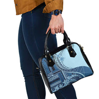 Samoa Siapo Mamanu Shoulder Handbag Plumeria Navy Blue Motifs