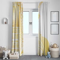 Samoa Siapo Mamanu Window Curtain Plumeria Fancy Gold Motifs