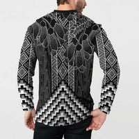 Aotearoa Taniko Pattern Button Sweatshirt Poutama Mix Kowhai Flowers LT7 - Polynesian Pride