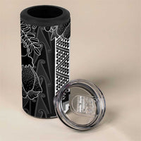 Aotearoa Taniko Pattern 4 in 1 Can Cooler Tumbler Poutama Mix Kowhai Flowers