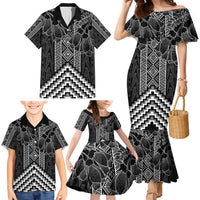 Aotearoa Taniko Pattern Family Matching Mermaid Dress and Hawaiian Shirt Poutama Mix Kowhai Flowers LT7 - Polynesian Pride