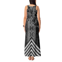 Aotearoa Taniko Pattern Tank Maxi Dress Poutama Mix Kowhai Flowers