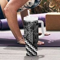 Aotearoa Taniko Pattern Tumbler With Handle Poutama Mix Kowhai Flowers