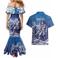 Samoa Manuia le Aso Tuto'atasi Siapo Motif Couples Matching Mermaid Dress and Hawaiian Shirt Warrior with Nifo Oti LT7 - Polynesian Pride
