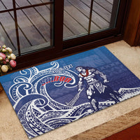 Samoa Manuia le Aso Tuto'atasi Siapo Motif Rubber Doormat Warrior with Nifo Oti