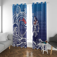 Samoa Manuia le Aso Tuto'atasi Siapo Motif Window Curtain Warrior with Nifo Oti