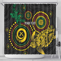 Vanuatu Personalized Aboriginal Arts Shower Curtain Turtle and Iguana Special - Polynesian Pride