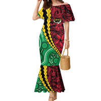 Vanuatu Personalized Tribal Family Matching Mermaid Dress and Hawaiian Shirt Aboriginal Inspired Mix Style LT7 Mom's Dress Colorful - Polynesian Pride