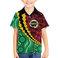 Vanuatu Personalized Tribal Family Matching Off The Shoulder Long Sleeve Dress and Hawaiian Shirt Aboriginal Inspired Mix Style - Polynesian Pride