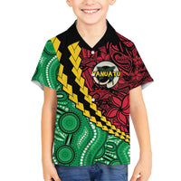 Vanuatu Personalized Tribal Family Matching Off Shoulder Short Dress and Hawaiian Shirt Aboriginal Inspired Mix Style - Polynesian Pride