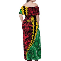 Vanuatu Personalized Tribal Off Shoulder Maxi Dress Aboriginal Inspired Mix Style - Polynesian Pride
