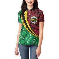 Vanuatu Personalized Tribal Women Polo Shirt Aboriginal Inspired Mix Style - Polynesian Pride