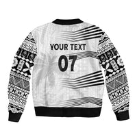 Personalised Fiji Rugby Bomber Jacket Kaiviti WC 2023 Jersey Replica - White LT7 - Polynesian Pride