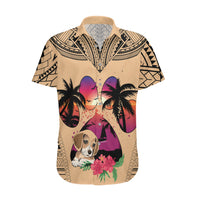 Personalised Polynesian Hawaiian Shirt Dog Lover With Beagle - Sunset At The Beach LT7 Coral - Polynesian Pride
