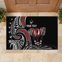 New Zealand Darts Personalized Hei Manaia Rubber Doormat Classic Kowhaiwhai